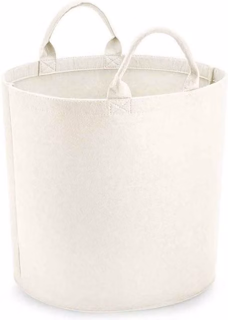 Bagbase Felt Laundry Basket with Handles in White, W 40 cm x D 40 cm