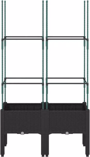 Berkfield Home Garden Planter with Trellis in Black, W/D/H: 80 x 40 x 142.5 cm – 1