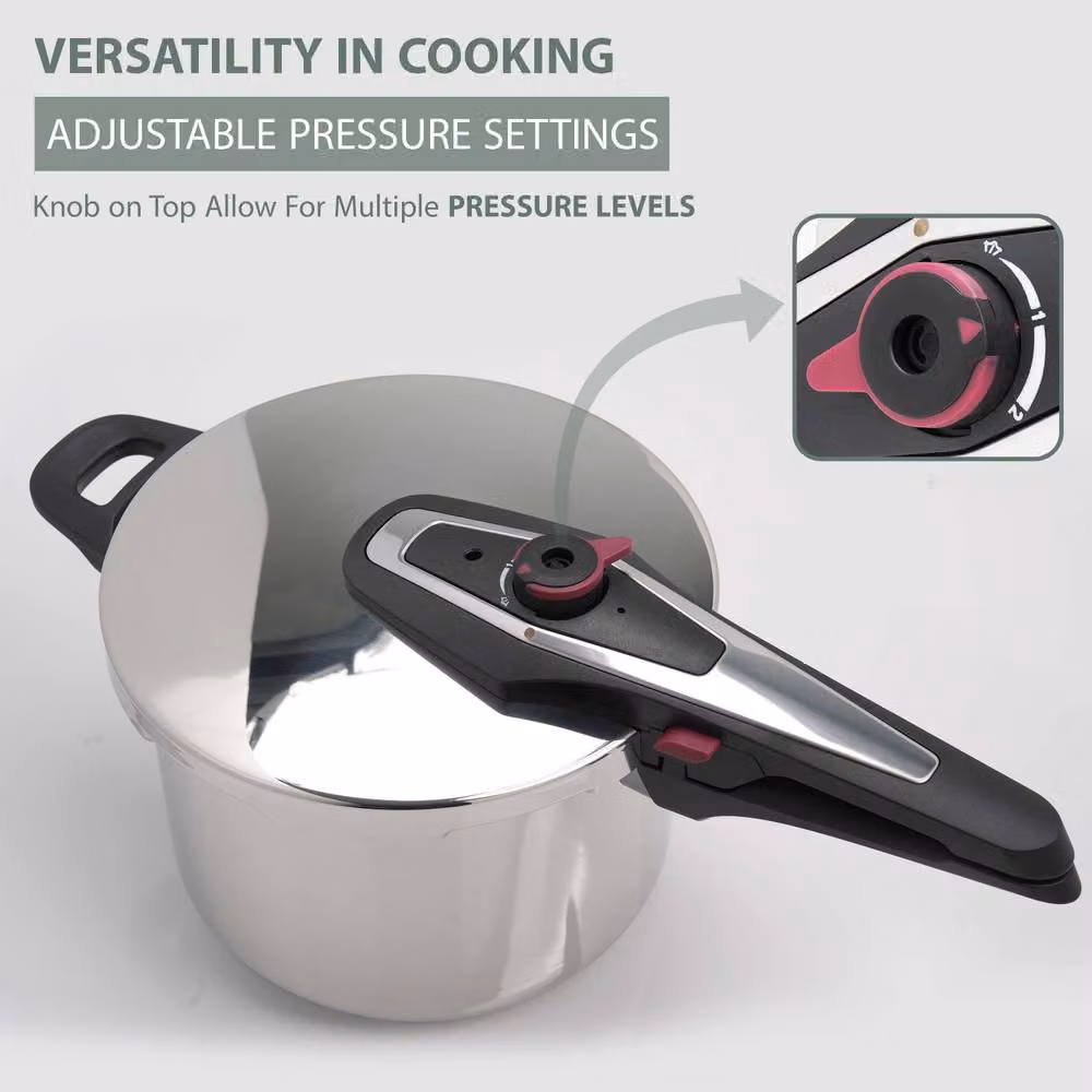 Crystals 6L Stainless Steel Pressure Cooker in Metallic Silver – 8