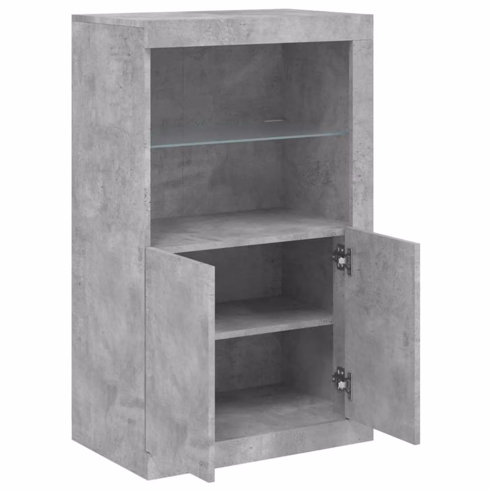 Berkfield Home Modern Side Cabinet in Grey with Integrated LED Lighting and Glass Doors – 4