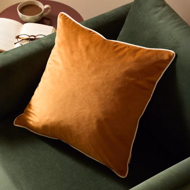 Paoletti Riva Home Meridian Orange Velvet Square Cushion, W/D/H: 55 x 55 x 55 cm – 1