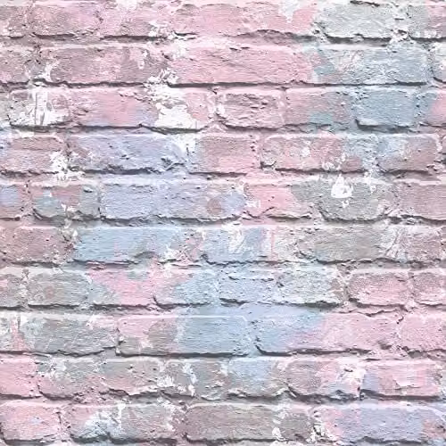 Muriva L33506 Camouflage Brick Wallpaper in Purple/Lilac