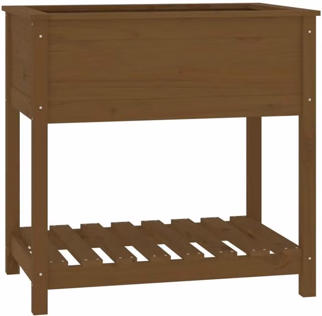 Berkfield Home Planter with Shelf in Brown Solid Wood, W/D/H: 82.5 x 54 x 81 cm – 1