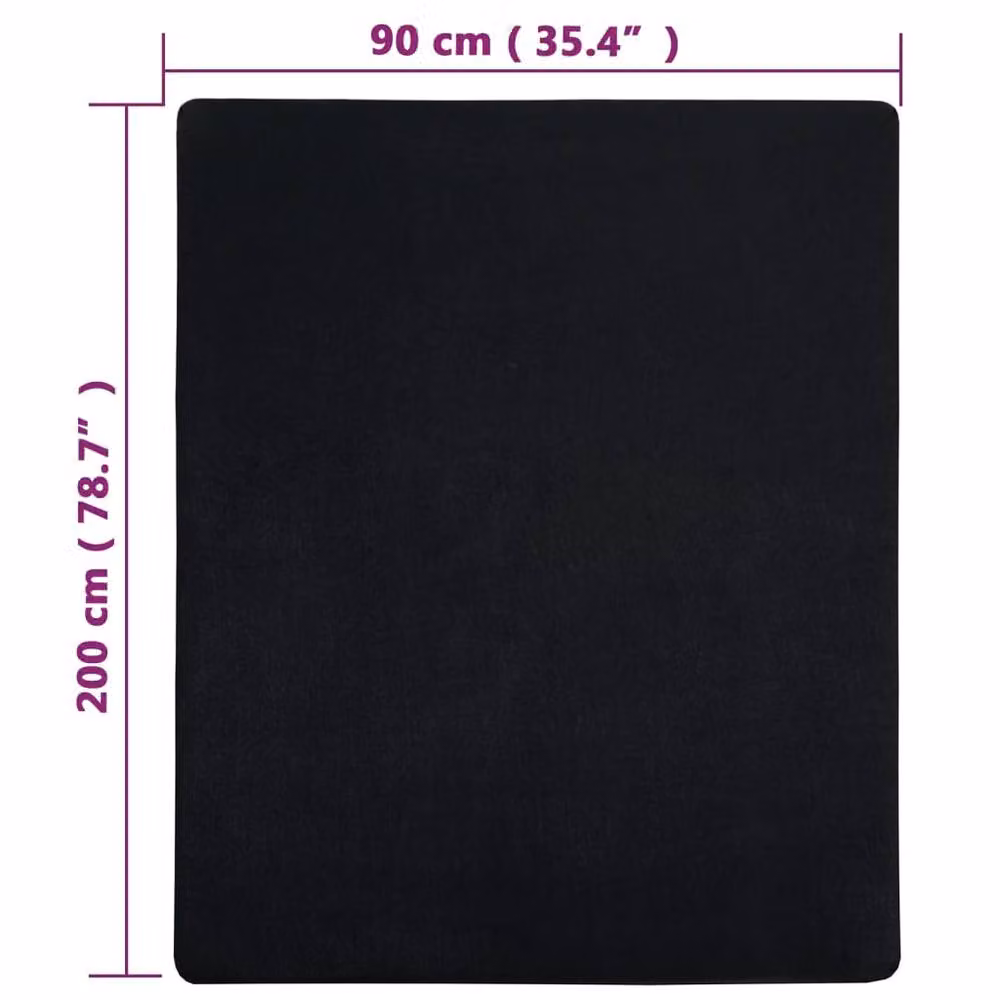 Berkfield Home Black Jersey Cotton Fitted Sheets, 2 Pack, W/D/H: 90 x 200 cm – 3