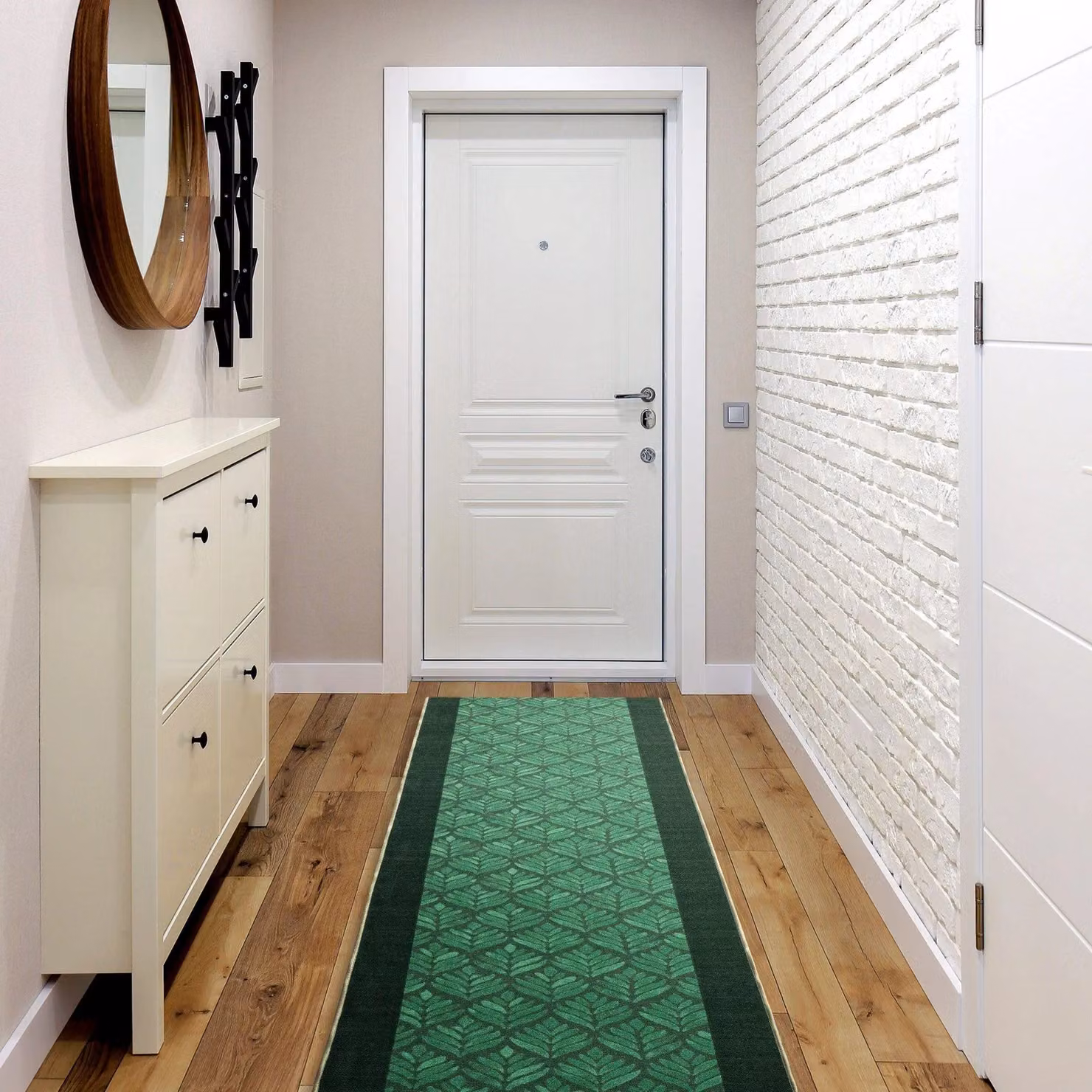 RugsX Green Floral Leaves Anti-Slip Runner, W/D/H: 110 x 220 cm – 3