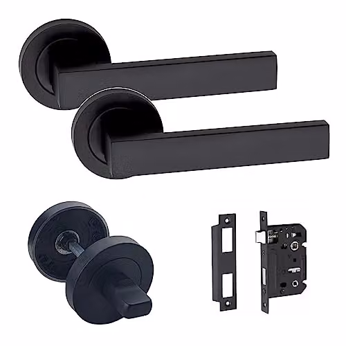 Golden Grace Delta Bathroom Handles Set in Matt Black Finish – 1