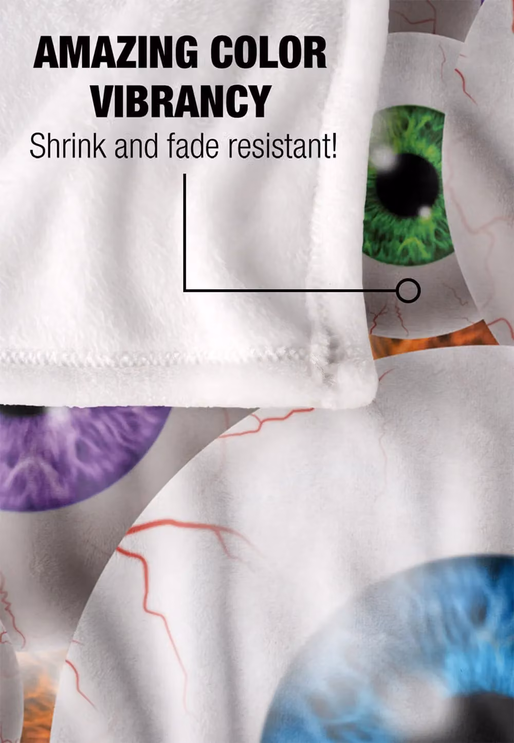 JQ Licensing James Piazza Eyeball Pattern Super Soft Fleece Throw Blanket, White, W/D/H: 152 x 127 cm – 3