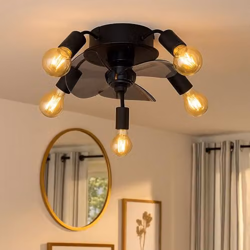 Globo Lighting Modern Black Ceiling Fan with Remote Control and Timer, Diameter: 42 cm, 5x E27 Sockets – 3