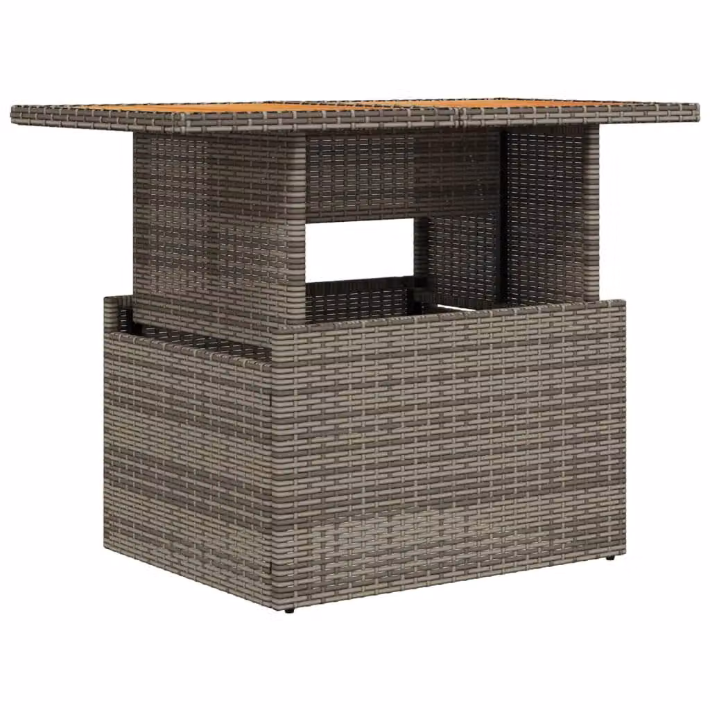 Berkfield Home Grey Poly Rattan and Acacia Wood Garden Table W/D/H: 100 x 55 x 73 cm – 2