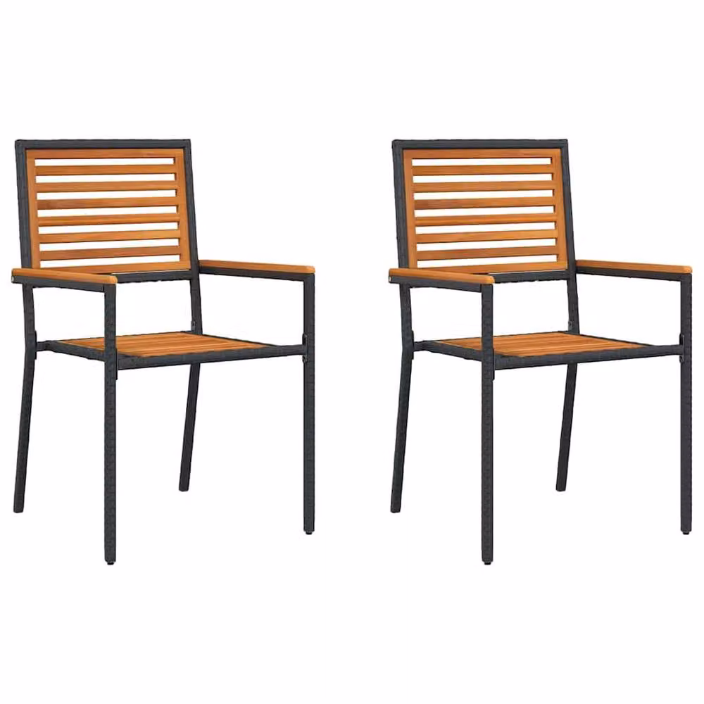 Berkfield Home Stacking Garden Chairs, 2 Pack, Black Poly Rattan – 2