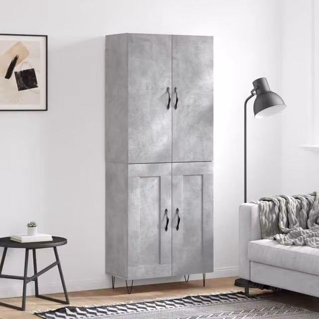 Berkfield Home Highboard in Concrete Grey, W/D/H: 69.5 x 34 x 180 cm – 1
