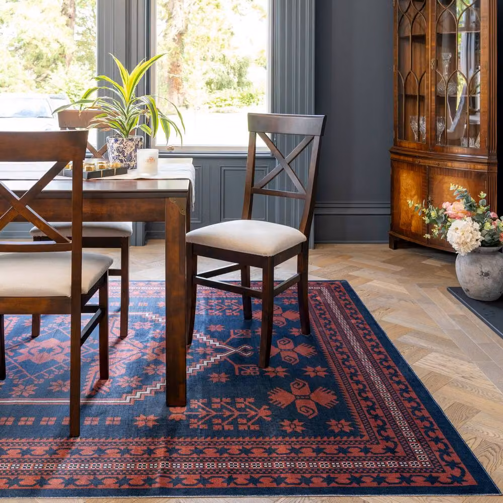 Kukoon Blue and Red Traditional Persian Oriental Area Rug, W: 200 cm, D: 290 cm – 2