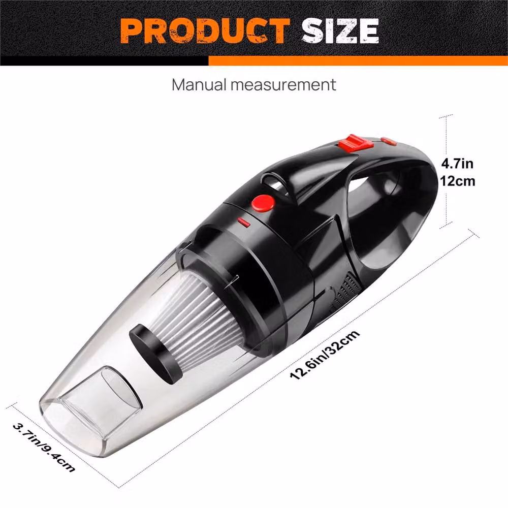 SPETLEK Cordless Handheld Car Vacuum Cleaner with 9500PA Suction, LED Headlight and Washable Filter, Black – 2