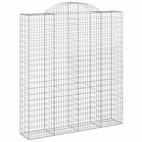 vidaXL 18-piece Arched Gabion Baskets in Silver Galvanised Steel, W: 200 cm, D: 50 cm, H: 220/240 cm