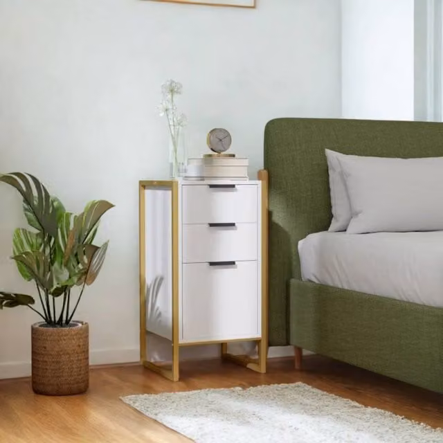 Pirlo Plush Industrial 3 Drawer Chest of Drawers Storage Unit in White – 1