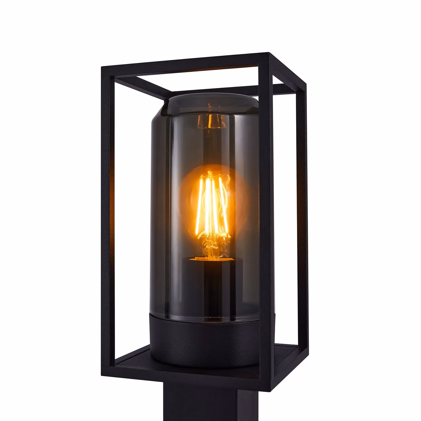 Nordlux Griffin Modern Black Metal Outdoor Post Light with Glass, E27, IP44 – 3