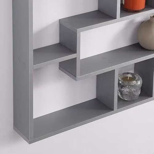 Spot On Dealz Grey Multi-Compartment Wall Mounted Floating Shelf for Living Room or Bedroom – 3