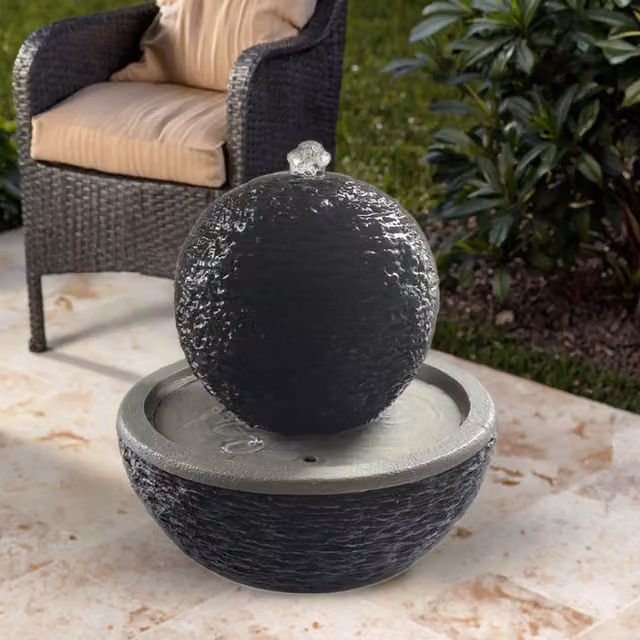 Tranquility Modern Square Tabletop Water Column Water Feature in Grey