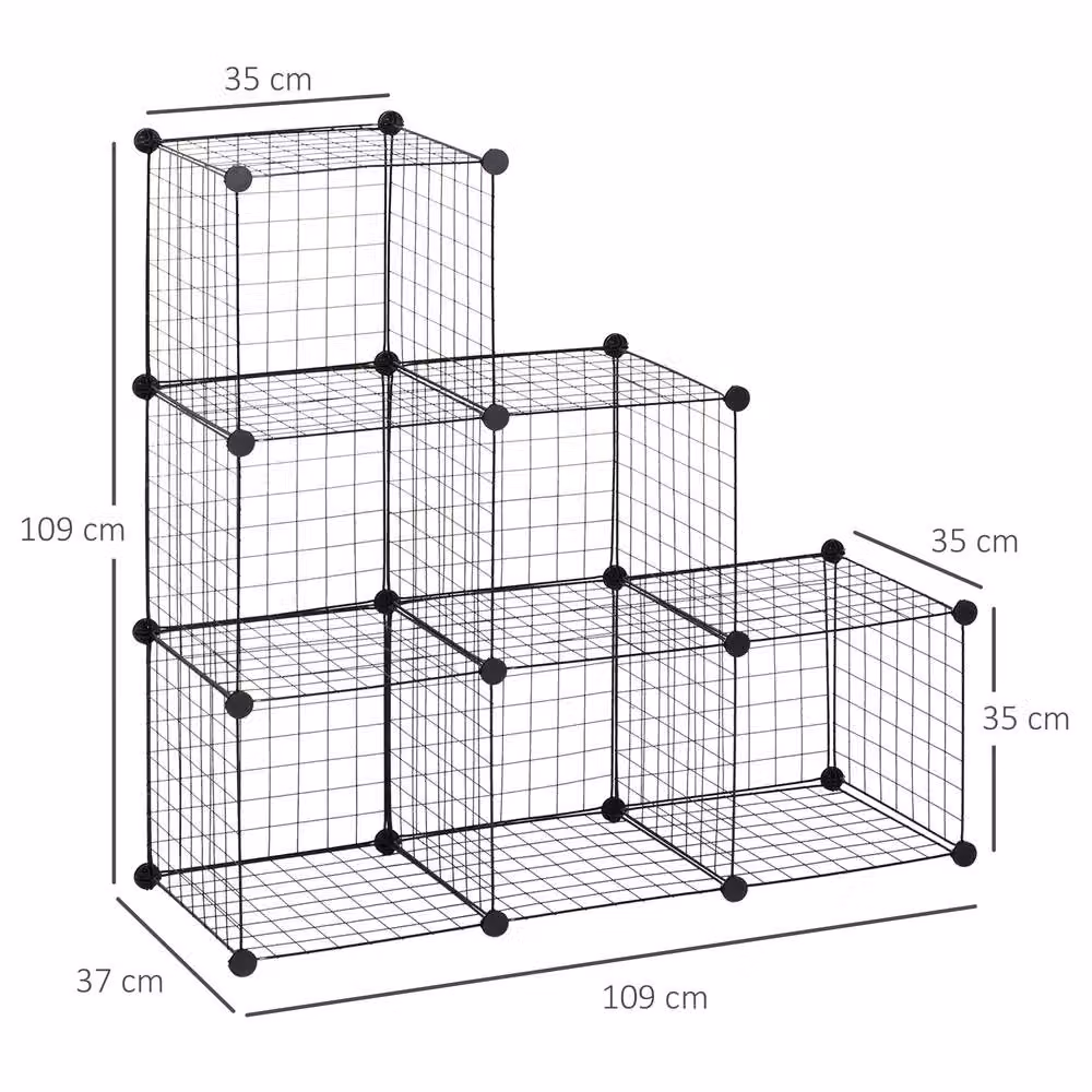 STILVORA 6 Cube Metal Storage Unit and Shoe Rack in Matt Black – 2