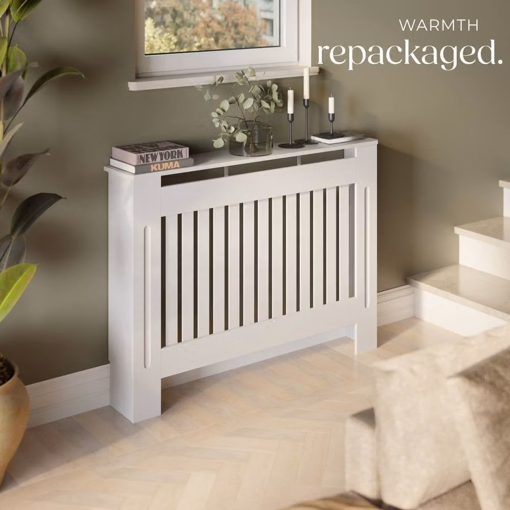 tectake Villa Radiator Cover in White, W/D/H: 112 x 19 x 82 cm – 4