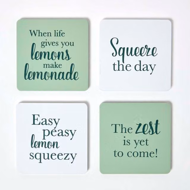 Homescapes Square Coasters with Holder, Green, W: 11.5 cm x D: 11.5 cm x H: 4.5 cm