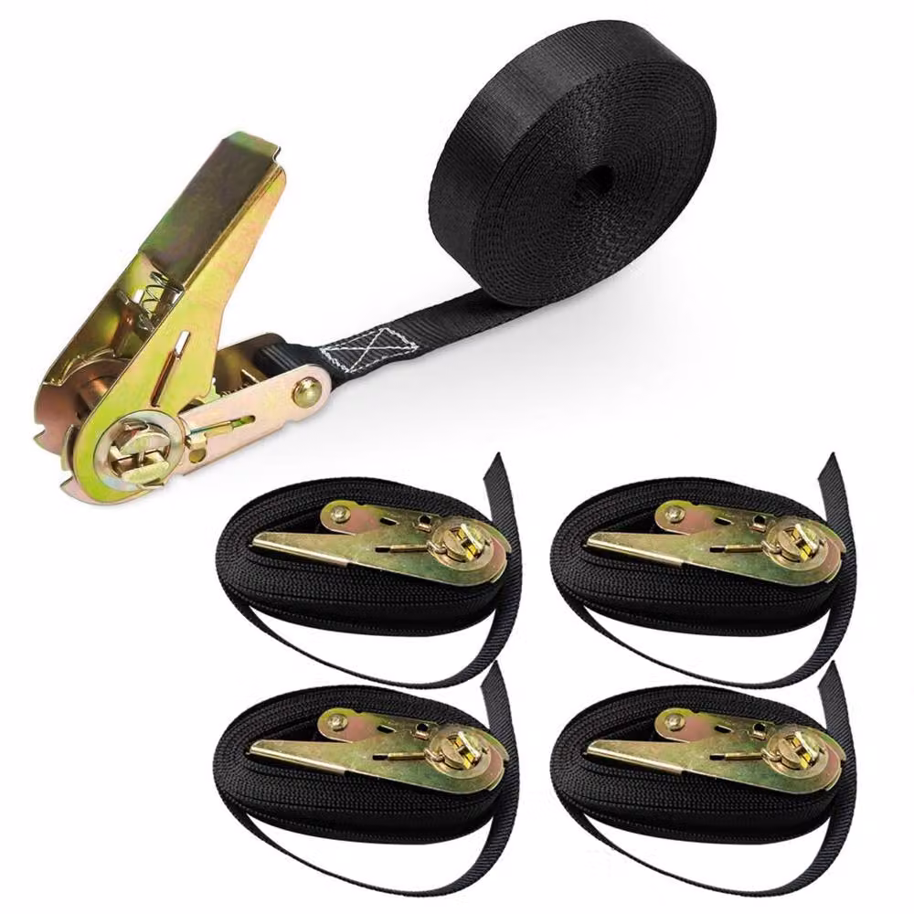 Ventryn 4 Piece Ratchet Tie Down Straps, Black, Length: 6 m, Width: 25 mm – 3