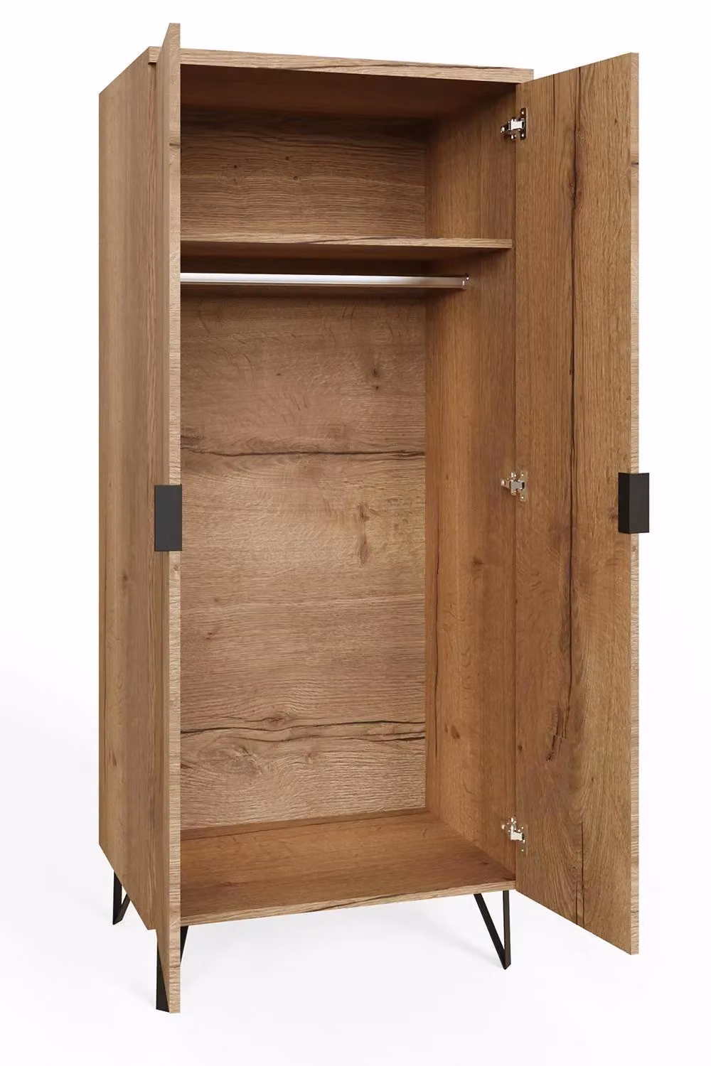 FWStyle Fisso 2 Door Double Wardrobe in Cracked Oak Brown – 2
