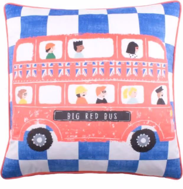 Bedlam On The Move Blue Velvet Square Filled Cushion W/D/H: 43 x 43 x 43 cm