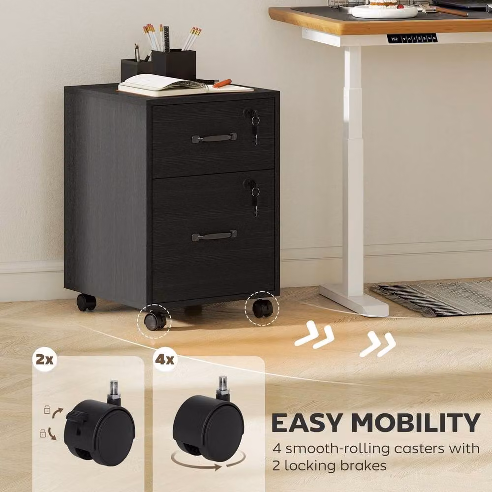 SPETLEK Black Roll File Cabinet with Lock and Castors for Home Office Organising – 3