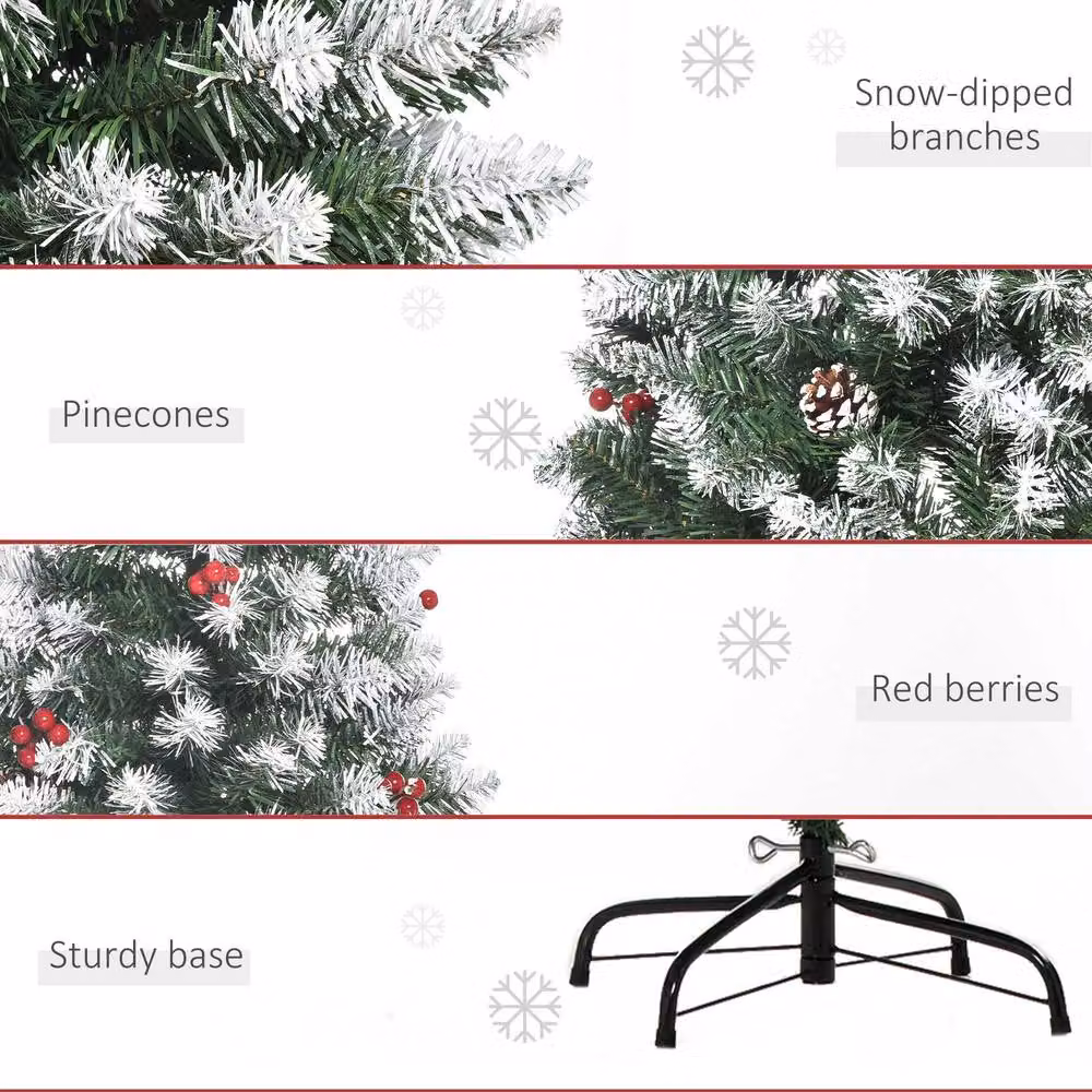 STILVORA Christmas Tree with Berries and Cones, Green and Red, Height: 180 cm – 3