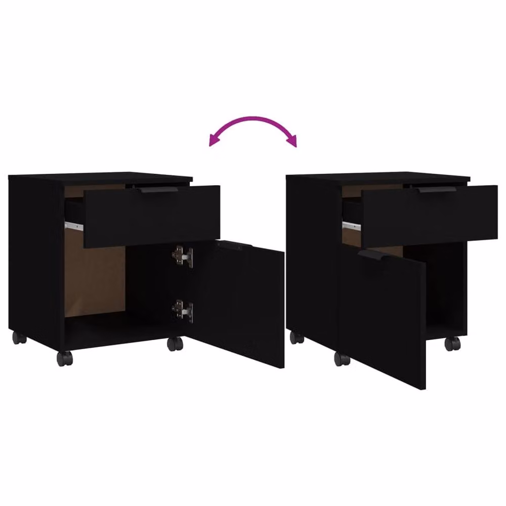 Berkfield Home Mobile File Cabinet with Wheels, Black, W: 45 cm, D: 38 cm, H: 54 cm – 6