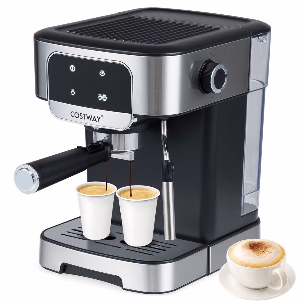 Costway 1200W Professional Espresso Machine with 20 Bar Pressure, 1.8 l Removable Tank and Steam Wand in Silver – 3