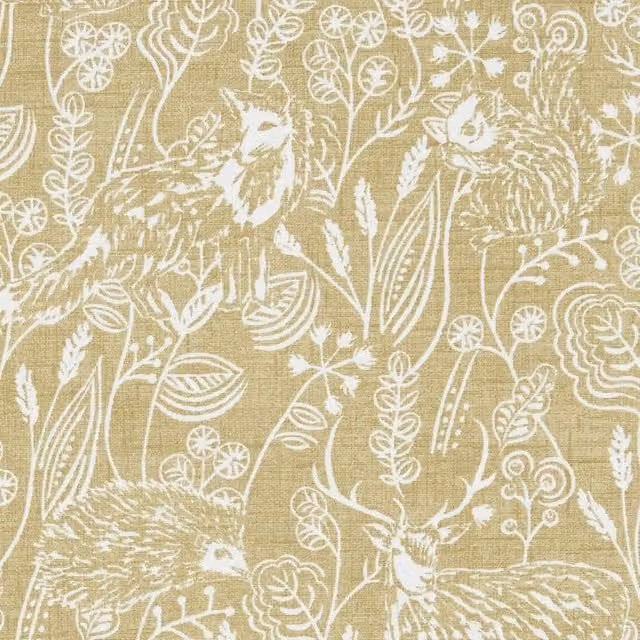 Clarke & Clarke Westleton Floral Animal Print Cotton Fabric Panel in Yellow