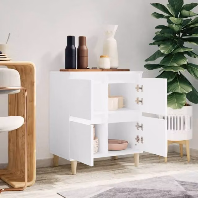 Berkfield Home White Sideboard in Engineered Wood, W/D/H: 60 x 35 x 70 cm