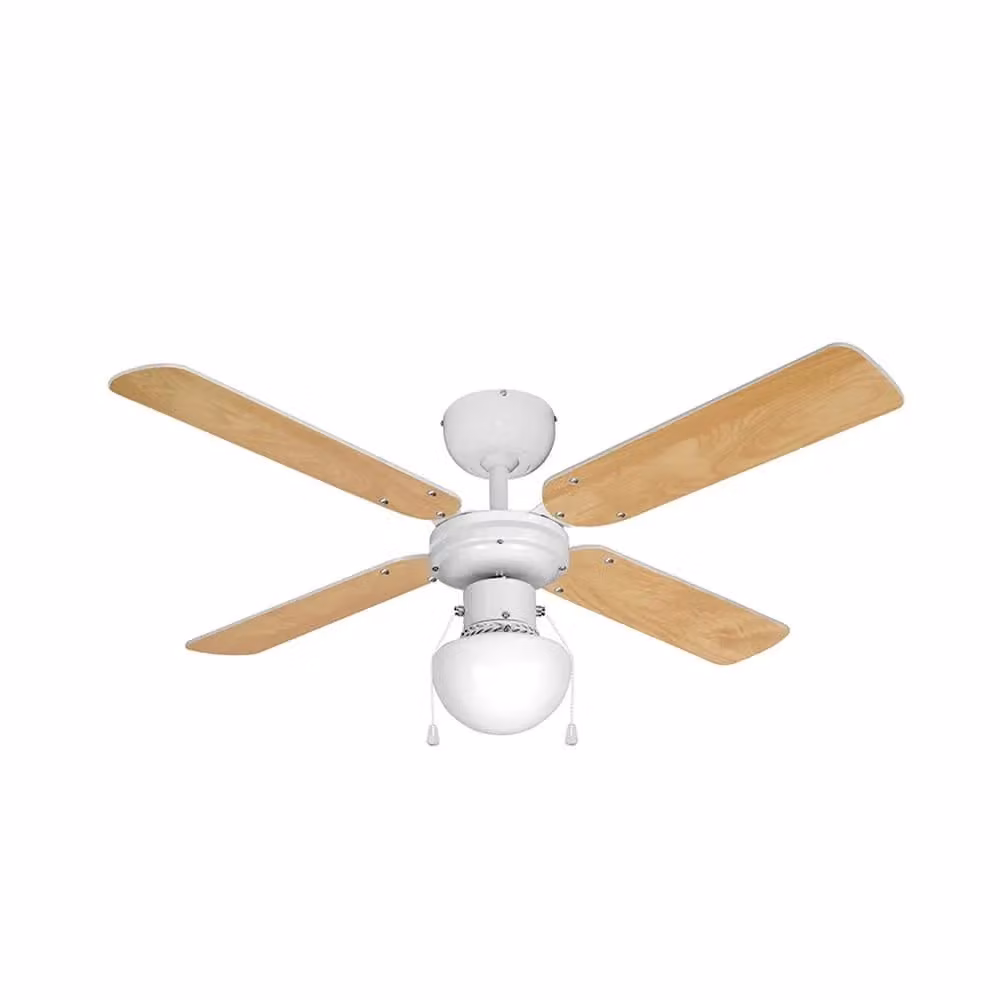 ValueLights Nimrod 42 inch 4 Blade Wood and White LED Ceiling Light Fan