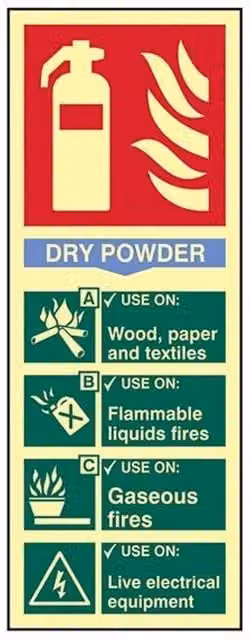 Scan Photoluminescent Dry Powder Fire Extinguisher Composite Sign, Red, H x W: 200 x 75 mm