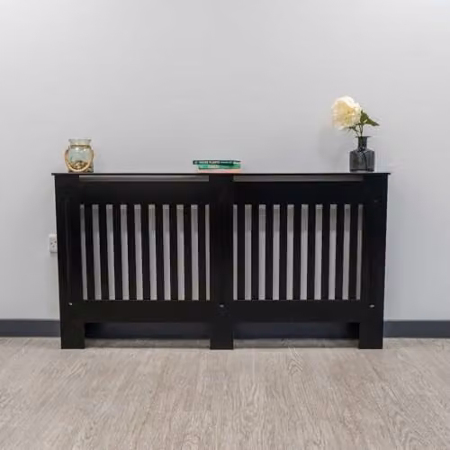 Airwave Vertical Line Style Radiator Cover in Black MDF, W/D/H: 152.0 x 19.0 x 81.5 cm – 1