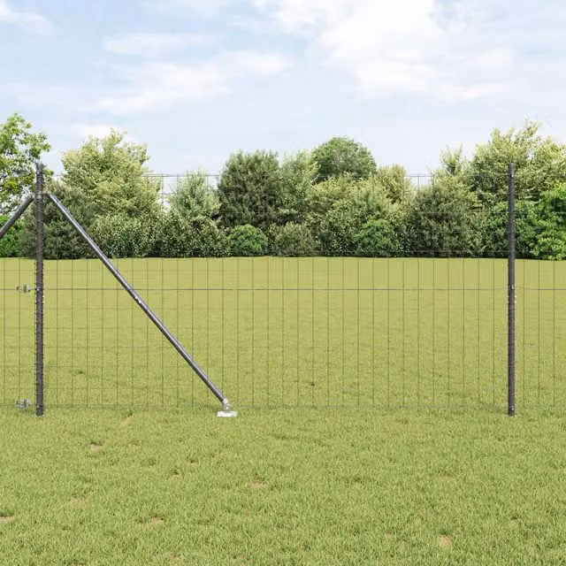 Berkfield Home Euro Fence with 7 Spike Posts, Galvanised Steel, Grey and Silver, W: 10 m, H: 1.4 m – 1