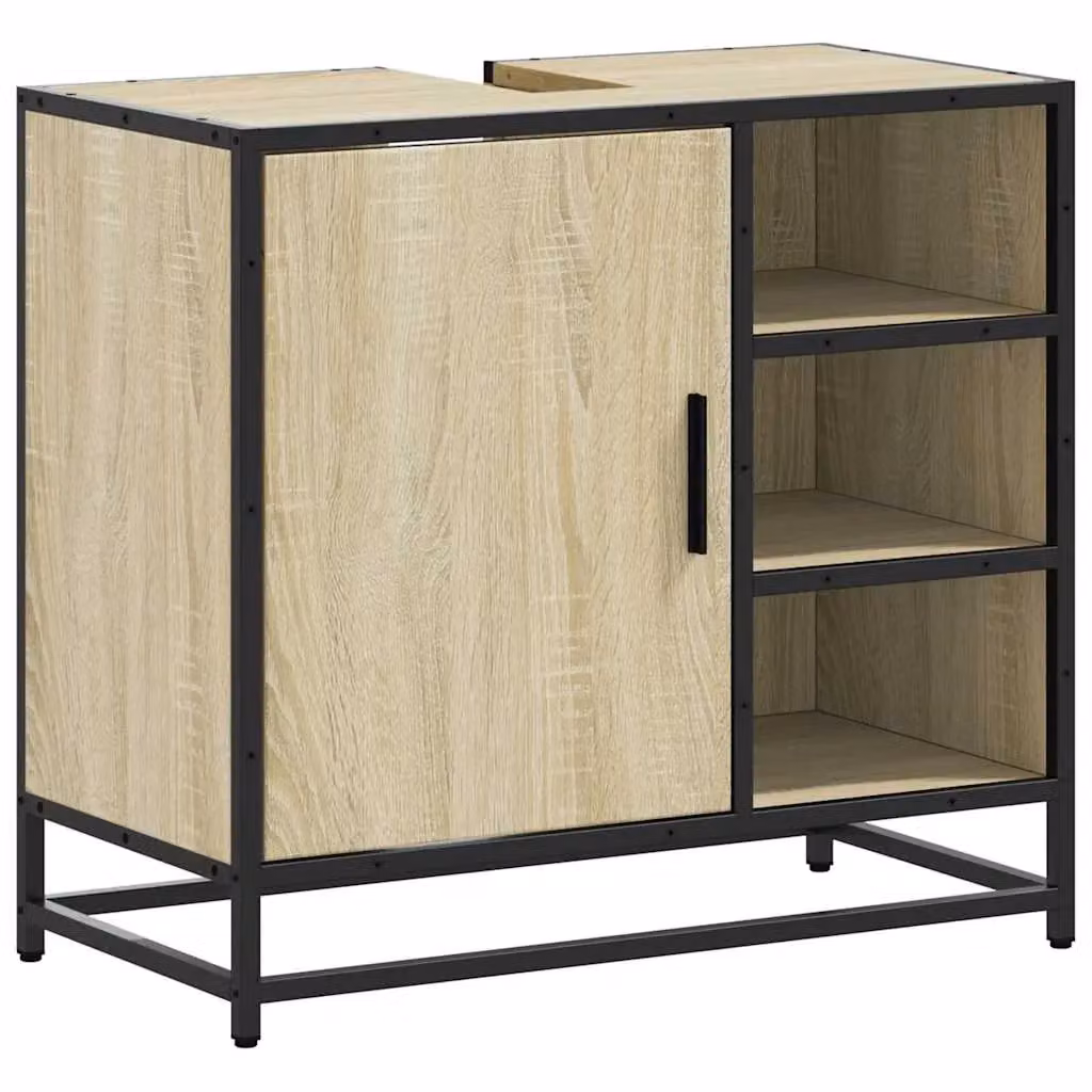 Berkfield Home Sonoma Oak Bathroom Sink Cabinet, Brown, W/D/H: 65 x 33 x 60 cm – 2