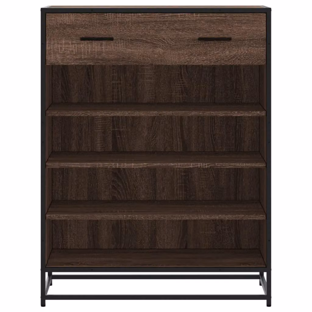 Berkfield Home Brown Oak Shoe Cabinet with Metal Accents, W/D/H: 75 x 38 x 97.5 cm – 3
