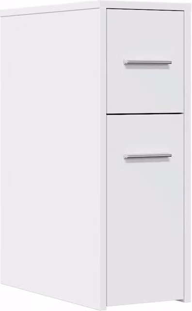 Berkfield Home Narrow Freestanding Bathroom Cupboard with Wheels in White Engineered Wood