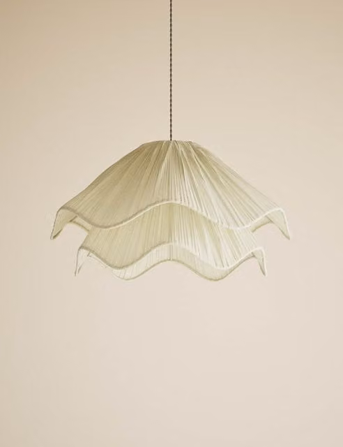 M&S Double Layer Wave Pleated Easy Fit Fabric Lampshade in Cream and Beige