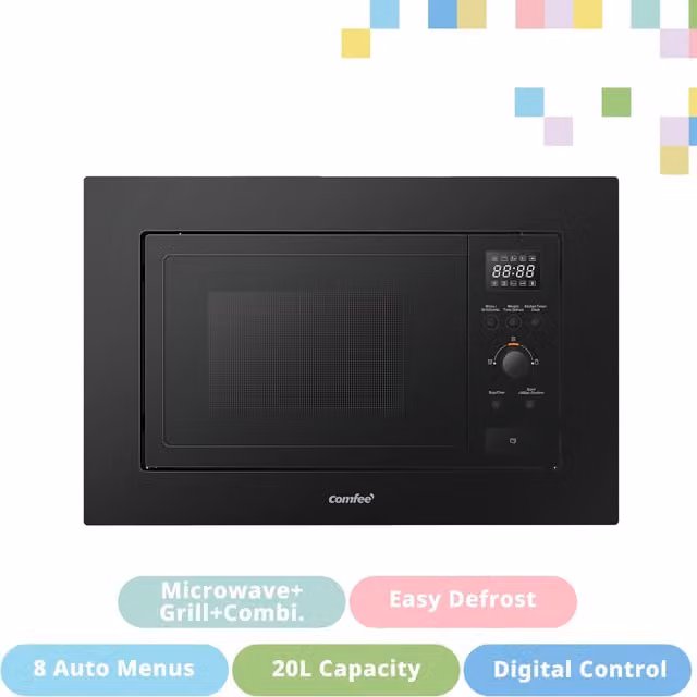 Livingandhome 20 Litre Built-in Grill Microwave Combi in Black