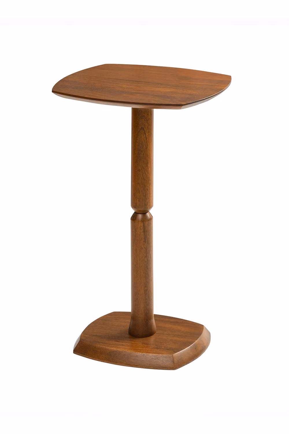 MH London Firma Solid Mango Wood Pedestal Side Table in Walnut Brown – 2