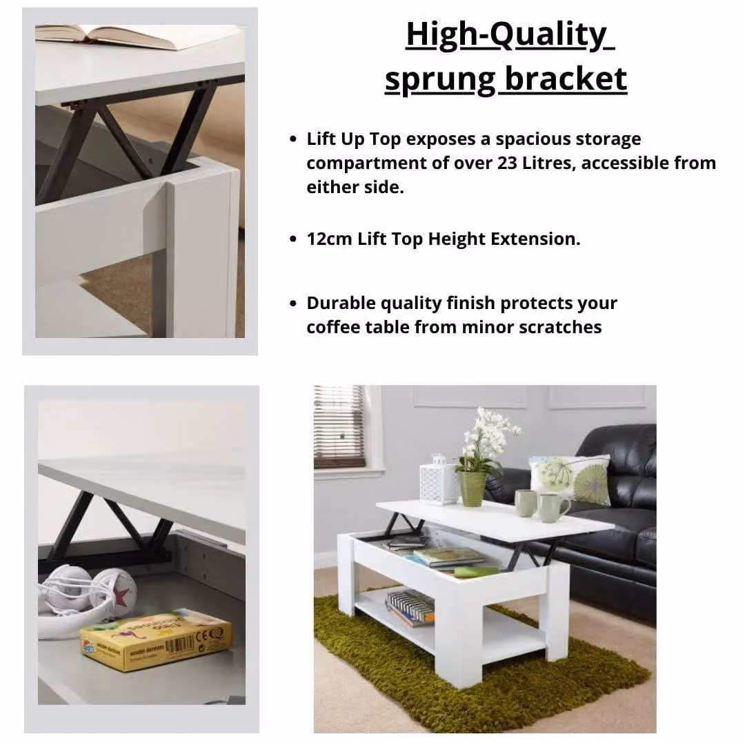 GFW Arvika White Lift Up Coffee Table – 3