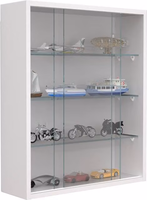 VCM Drivalo M Wall Mounted Hanging Display Cabinet with Glass Sliding Doors in White