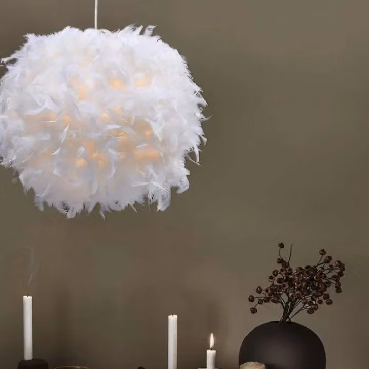 CGC Lighting Rio White Feather Round Easy Fit Ceiling Lampshade – 4