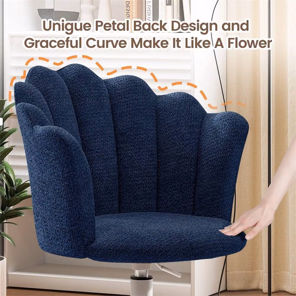 Havendro Modern Blue Chenille Fabric Swivel Task Chair for Home Office – 4