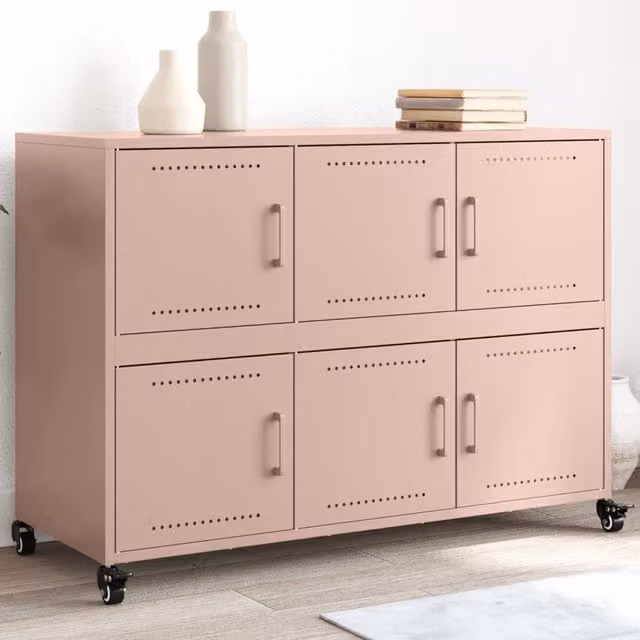 Berkfield Home Pink Metal Sideboard W: 100.5 cm, D: 39 cm, H: 72 cm
