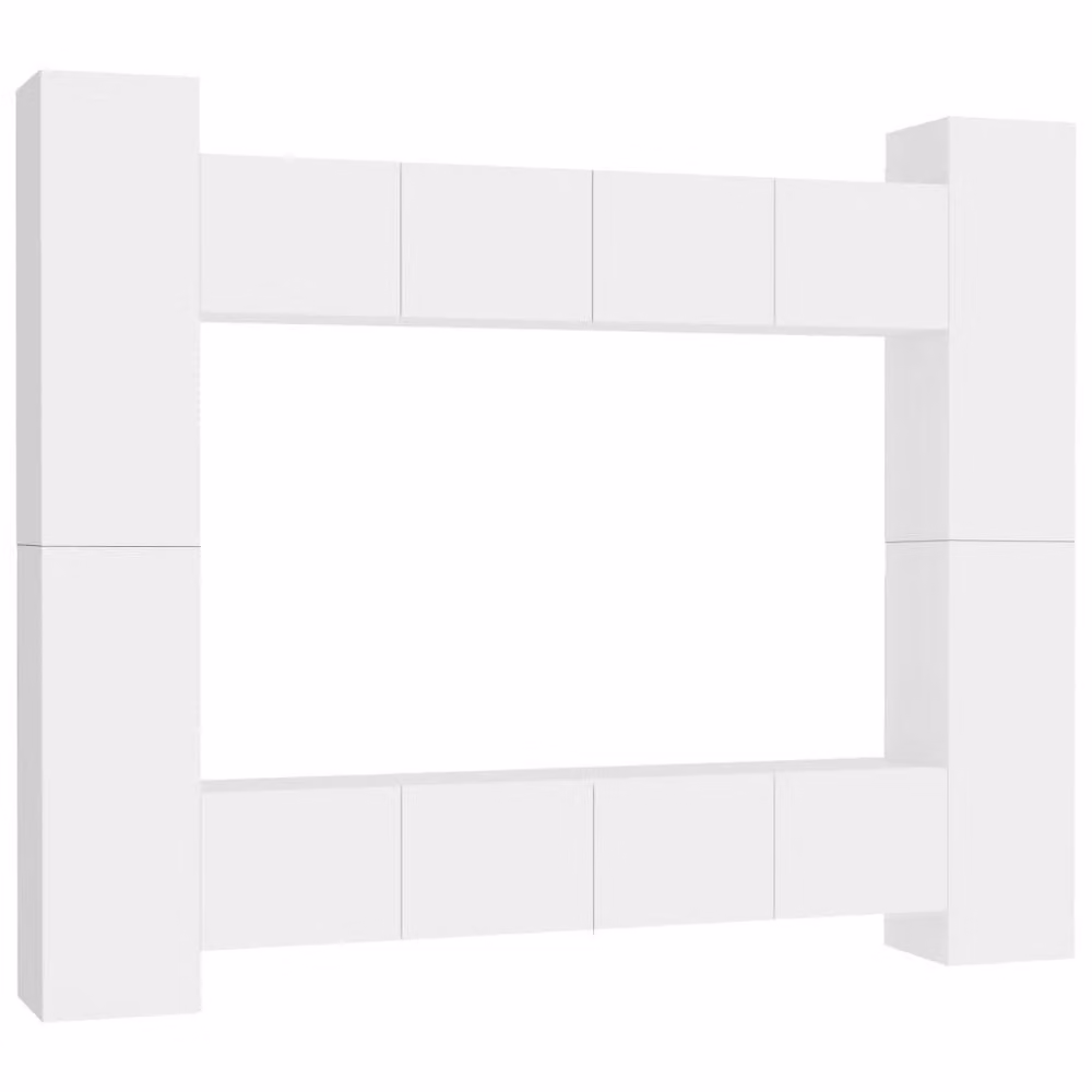 Berkfield Home 8 Piece Modern White Matt Engineered Wood TV Cabinet Set for your Living Room – 2